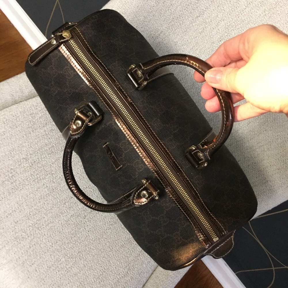 Authentic GUCCI Boston satchel bag brown gold - Picture 11 of 15